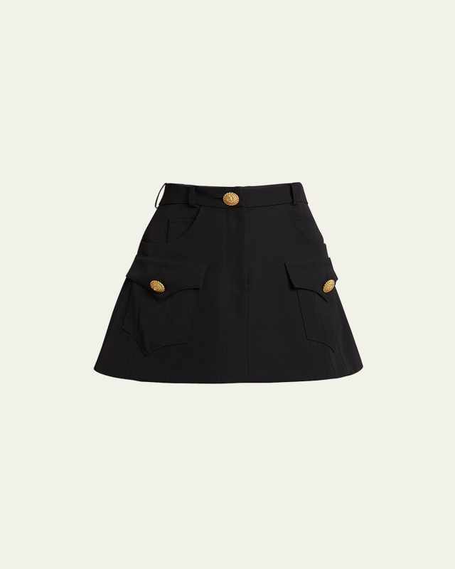 Trapeze Mini Skirt with Flap Pockets